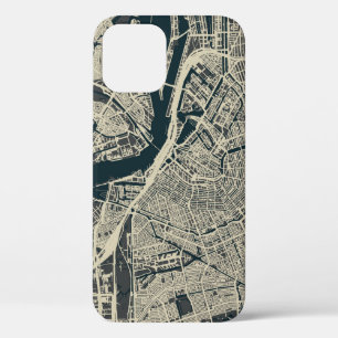 ヴィンテージアムステルダムの地図:レトロミニマル iPhone 12ケース