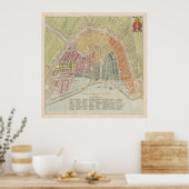 ヴィンテージアムステルダムの地図(1835) ポスター (キッチン)