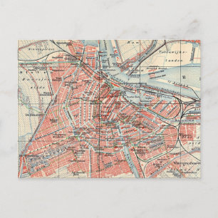 ヴィンテージアムステルダムの地図(1905年) (2) ポストカード