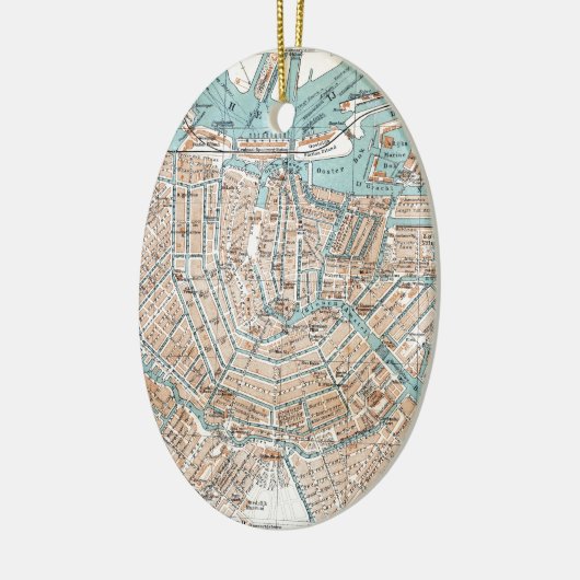 ヴィンテージアムステルダムの地図(1905) セラミックオーナメント (左)