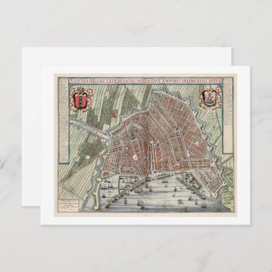 ヴィンテージアムステルダムの市地図 ポストカード (正面/裏面)