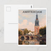 ヴィンテージアムステルダムホランドカナルオランダトラベル ポストカード (正面/裏面)
