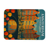 ヴィンテージアムステルダム自転車オンブリッジフラワー マグネット (横)