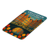 ヴィンテージアムステルダム自転車オンブリッジフラワー マグネット (左側)