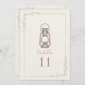 ヴィンテージアメジスト結婚ランタンのテーブル番号 招待状 (正面/裏面)