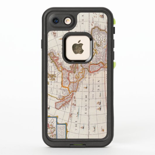 ヴィンテージアメリカの地図1676年 LifeProof iPhoneケース (裏面)