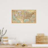 ヴィンテージアメリカの地図 ポスター (キッチン)