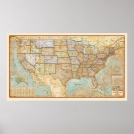 ヴィンテージアメリカの地図 ポスター