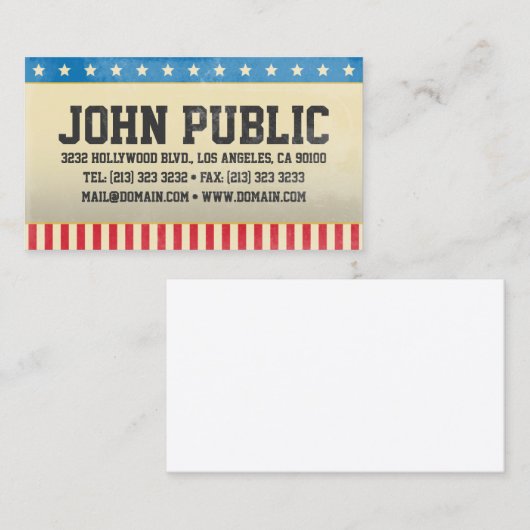 ヴィンテージアメリカの星とストライプ 名刺 (正面/裏面)