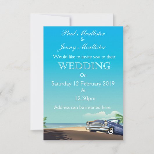 ヴィンテージアメリカの自動車の結婚式の招待 招待状 (正面)