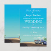 ヴィンテージアメリカの自動車の結婚式の招待 招待状 (正面/裏面)