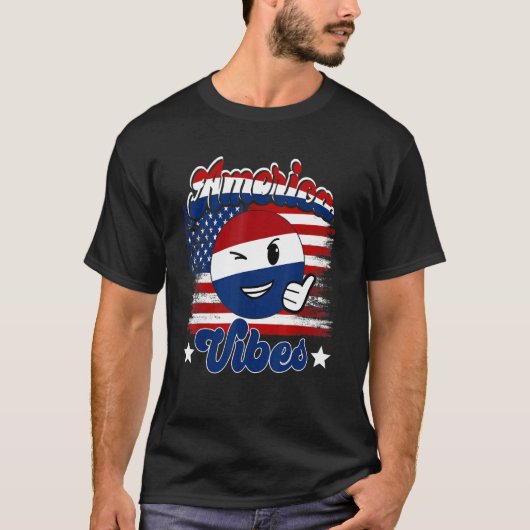 ヴィンテージアメリカビーベスアメリカンフラッグハッピー顔 Tシャツ (正面)