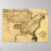 ヴィンテージアメリカワシの地図 ポスター (正面)