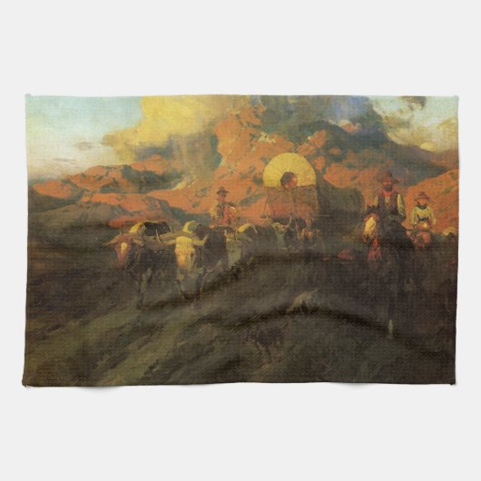 ヴィンテージアメリカンウェスト、オーバーランドトレイルバイジョンソン キッチンタオル (横)