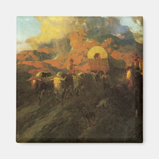 ヴィンテージアメリカンウェスト、オーバーランドトレイルバイジョンソン マグネット (正面)