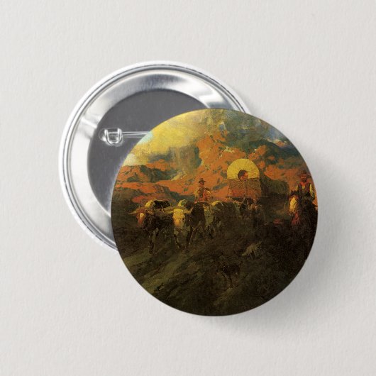 ヴィンテージアメリカンウェスト、オーバーランドトレイルバイジョンソン 缶バッジ (正面&裏面)