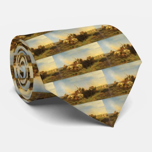 ヴィンテージアメリカンウエストアートバッファロー狩りバイウィマール ネクタイ (ロール)