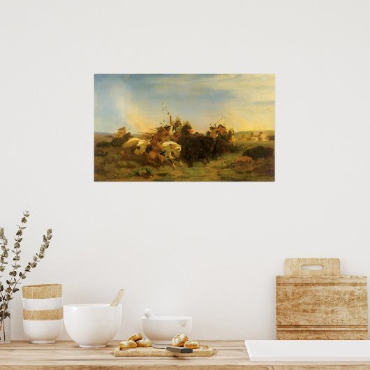 ヴィンテージアメリカンウエストアートバッファロー狩りバイウィマール ポスター (キッチン)