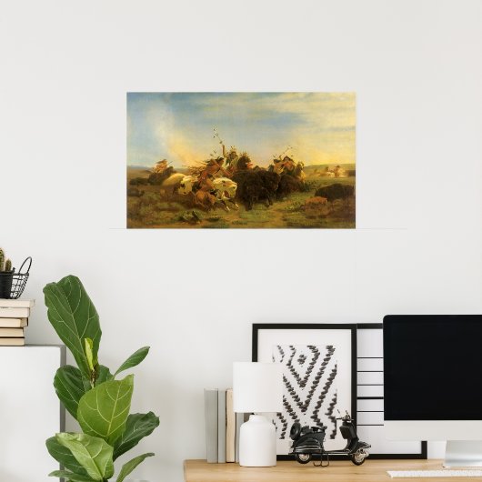 ヴィンテージアメリカンウエストアートバッファロー狩りバイウィマール ポスター (ホームオフィス)