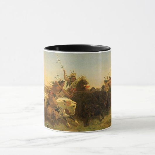 ヴィンテージアメリカンウエストアートバッファロー狩りバイウィマール マグカップ (中央)