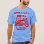 ヴィンテージアメリカンオートバイインディアンオールドバイクもしくは自転車に乗る人 Tシャツ (正面)