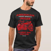 ヴィンテージアメリカンオートバイインディアンオールドバイクもしくは自転車に乗る人 Tシャツ (正面)