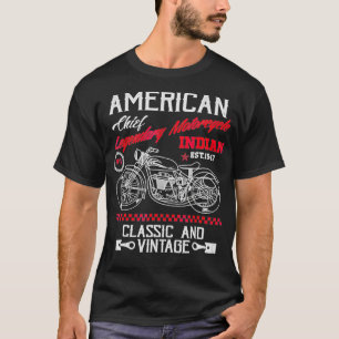 ヴィンテージアメリカンオートバイインディアンオールドバイクもしくは自転車に乗る人 Tシャツ