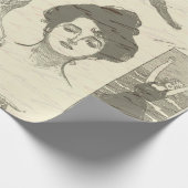 ヴィンテージアメリカンガールズコラージュの切り離 ラッピングペーパー (角)