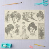 ヴィンテージアメリカンガールズコラージュの切り離 薄葉紙 (クラフト)