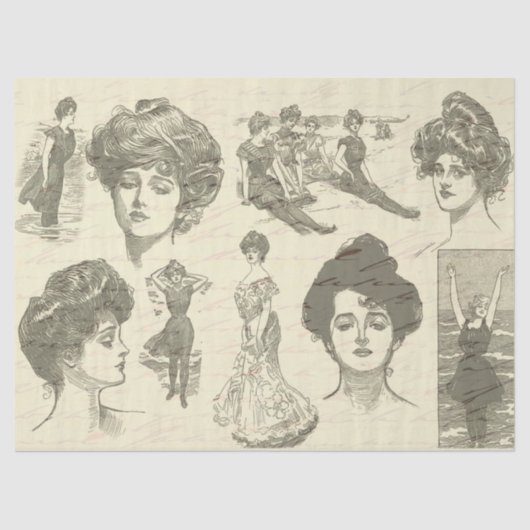 ヴィンテージアメリカンガールズコラージュの切り離 薄葉紙 (正面)