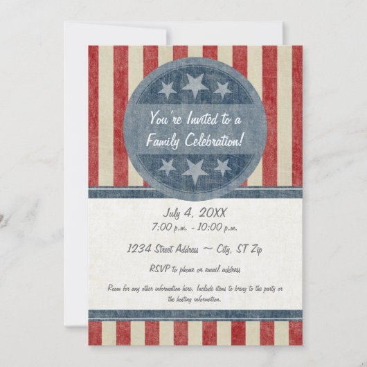ヴィンテージアメリカンシールドスターズストライプズ 招待状 (正面)