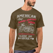 ヴィンテージアメリカンバイクインディアンオールドバイクもしくは自転車に乗る人 Tシャツ (正面)