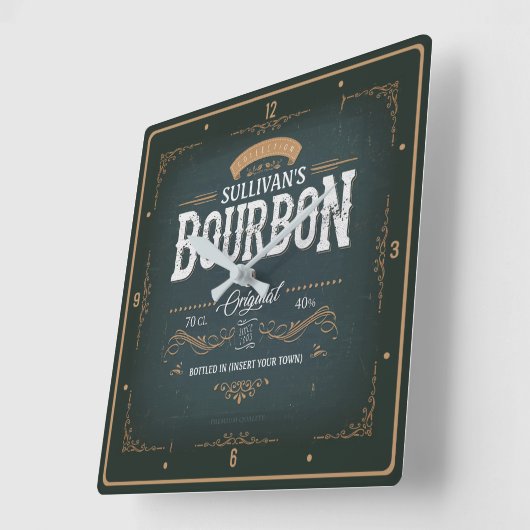 ヴィンテージアメリカンバーボンパーソナライズされたウイスキーバー スクエア壁時計