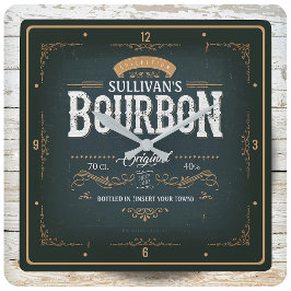 ヴィンテージアメリカンバーボンパーソナライズされたウイスキーバー スクエア壁時計