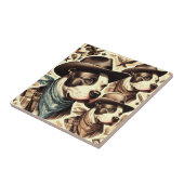 ヴィンテージアメリカンピットブルテリアイラストレーション タイル (側面)