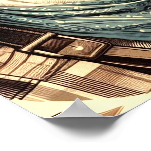 ヴィンテージアメリカンピットブルテリアイラストレーション ポスター (角)