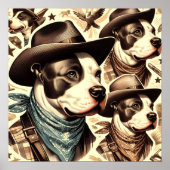 ヴィンテージアメリカンピットブルテリアイラストレーション ポスター (正面)