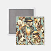 ヴィンテージアメリカンピットブルテリアイラストレーション マグネット (正面/裏面)