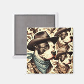 ヴィンテージアメリカンピットブルテリアイラストレーション マグネット (正面/裏面)