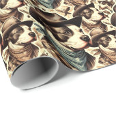 ヴィンテージアメリカンピットブルテリアイラストレーション ラッピングペーパー (ロールコーナー)