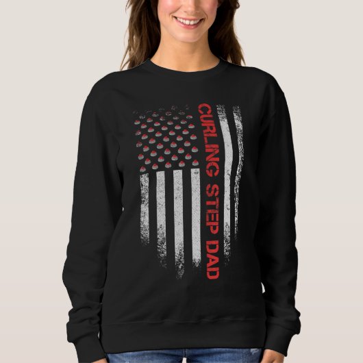 ヴィンテージアメリカンフラッグカーリングステップパパカーラー スウェットシャツ (正面)