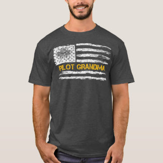 ヴィンテージアメリカンフラッグフライトパイロットおばあちゃん Tシャツ