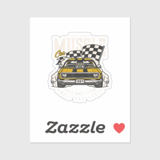 ヴィンテージアメリカンマッスルカーレース国旗 シール (シート)