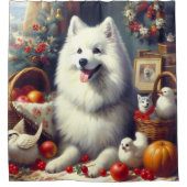 ヴィンテージアメリカン絵を描エスキモ シャワーカーテン (正面)