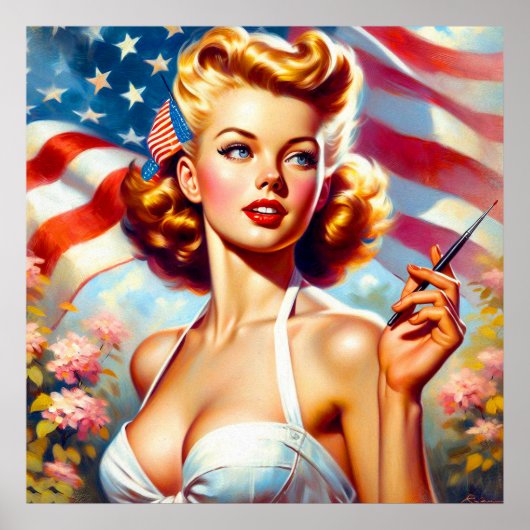 ヴィンテージアメリカン絵画ガール ポスター (正面)