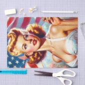 ヴィンテージアメリカン絵画ガール 薄葉紙 (クラフト)