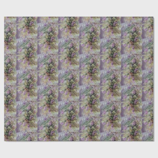 ヴィンテージアメリカン藤紫花フローラ ラッピングペーパー (フラット)