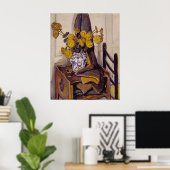 ヴィンテージアメリカン・アートが花で生きる ポスター (ホームオフィス)