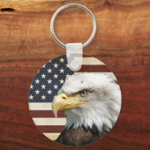 ヴィンテージアメリカン・イーグル付き米国国旗 キーホルダー (正面)