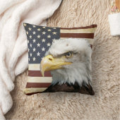 ヴィンテージアメリカン・イーグル付き米国国旗 クッション (ブランケット)